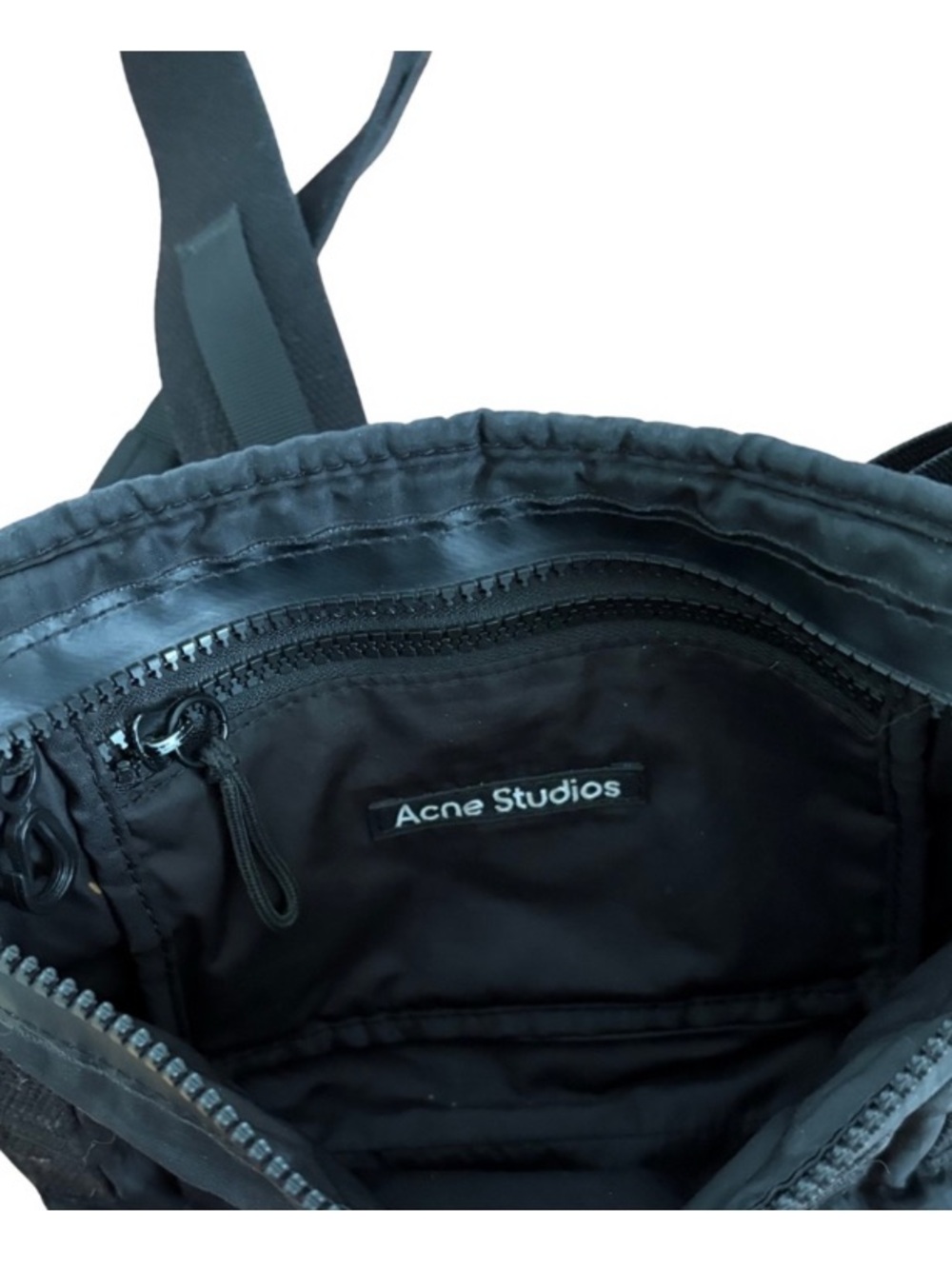 Acne Black Nylon Messenger Crossbody Bag - Picture 6 of 8